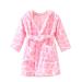 JZLPIN Unisex Baby Hooded Bathrobe Children Flannel Pajamas Dressing Gown for Boys Girls 5-6 Years Pink