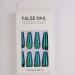 Xerling Glossy Green Press-On Fake Nails with Rhinestones - Long Coffin Full Cover Tips (24 Pcs Pattern G) | International Shipping Available - Buy Online on GoSupps.com