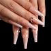 Sethexy long sparkle ballerina false nail nude pink bling crystal coffin wrong fingernails 24st acrylic art nail tips for women and girls