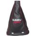 The Tuning Shop gear shift gaiter with plastic frame leather red embroidery