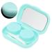 Contact lens container fine glass mirrored surface contact lens container soft silicone leak -proof with tweezers for home travel agency for women girls (green)