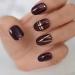Short Glossy Oval Dark Red Press On Nails Full Cover Acrylic False Nail Art Tips With Adhesive Sticker for Women - Buy Online on GoSupps.com