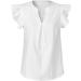Women's Linen Shirt Oversized Blouse Summer Short Sleeve Button Casual Tee V-Neck Loose Fit Business Office Cotton T-Shirts 51-qppoj-white-4 L - Buy Online on GoSupps.com