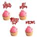 24 Pcs Mother's Day Cupcake Toppers Love Heart Glitter Happy Mother's Day Cupcake Inserts Cute Love Mum Cupcake Topper for Mother Day Birthday Party Woman's Day Decor (Red)
