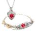 Custom Engraved Women's Medical ID Bracelet and Heart Necklace Stainless Steel 8.5 Inches Red: Wrist Size - 8.5in / 21.6cm Red