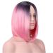 SHIYID Women Short Synthetic Wigs Heat Resistance Fiber Hair Wig Two Tones Pink Red Yellow Brown Blue Black Purple