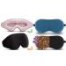 2 Pack 3D Eye Mask for Sleeping & 2 Pack Warm Eye Compress Black Peacock Blue