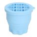 Makeup Brush Cleaning Bowl Space Saving Multifunctional Makeup Brush Scrubber Palm Size 2 in 1 Foldable for Home (Blue)