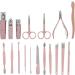18 Pieces Stainless Steel Nail Clippers Set Professional Nail Art Tool Kit Cuticle Trimmer Kit Suitable for Men Women Girls Boys and Elderly(Ros gold) - Buy Online on GoSupps.com