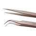 ESDELES Stainless Steel Precision Tweezers Set for Eyelash Extensions & Electronics - Straight Pointer and Curved Pointed Tip - 2 Pcs Kit in Gold with Recloseable Tube - Buy Online on GoSupps.com
