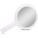 Mirrorvana Cute & Small Hand Mirror for Women  Round Double Sided Handheld Vanity Mirror with Handle  Portable and Lightweight for Travel  10 inch long (White)