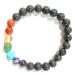 Jet L-ava Chakra Gemstone Stretch Bracelet Healing Crystal Spiritual Meditation Beads Positive Aura Peace Divine