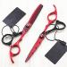Hair Cutting Scissors 6 Inch Professional Japan 440c Red Hair Cutting Scissors Haircut Thinning Barber Makas Cut Haircutting Shears Hairdresser Scissors Set