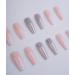 Xerling 24Pcs Bling Glitter Long Coffin Press-On Nails - Stylish French Fake Nails for Women & Girls - Full Cover Designs (Pattern D) - International Shipping Available - Buy Online on GoSupps.com