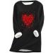 oelaio Valentines Gifts Long Sleeve Shirts for Women Round Neck Fuzzy Hide Belly Tunic Tee Cute Heart Graphic Loose Shirts - Buy Online on GoSupps.com