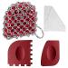 4Pieces Cast Iron Cleaner Set - 316 Chainmail Scrubber+ Cast Iron Scraper, Iron Skillet Cleaner Chain Mail Scrubber Sponge to Clean Skillet, Dutch Oven, Carbon Steel, Wok, Cast Iron Cleaning Tool Kit Red Kit 4