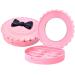 2Pcs Empty Plastic Bow Eyelashes Case Round Lash Storage Boxes Travel Carring Case 3D False Eyelashes Packaging Gift Boxes Holder Organizer with Makeup Mirror Lid for Women Girl Pink