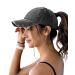 Womens Distressed Ponytail Baseball Cap Cotton Dad Hat with Ponytail Hole One Size Distressed Black