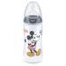 NUK Disney First Choice+ Baby Bottle | 6-18 Months | Temperature Control | Anti-colic Vent | 300 ml | BPA-Free | Silicone Teat | Mickey Mouse (Grey) | 1 Count 1 Count (Pack of 1) With Temperature Control Mickey Mouse