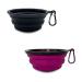 Collapsible Dog Bowls for Travel 2 Pack,Dog Portable Water Bowl for Cats Pet Foldable Feeding Watering Dish,Food Bowls with Carabiner Clip for Walking, Traveling,Hiking Black+Purple