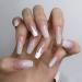 Handcess Coffin Shiny Artificial Nails - Long Ballerina Press Nails in Pink Gradient with Flames | 24 Full Cover Acrylic Nails for Women & Girls - Buy Online on GoSupps.com