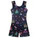 Funnycokid Girls Gymnastics Leotards with Shorts Sparkle Dance Unitards Mermaid Active Biketards 2-10 Years Black 6-7 Years
