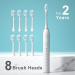 SUNPRO Sonic Electric Toothbrush 2 Pack - 6 Modes, 8 Brush Heads, 2 Minute Timer - Black+White - Buy Online on GoSupps.com