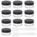Liujzzj 10 pieces of rags 5g transparent jar Small plastic for cosmetic can lip balm jaws nailart jaws with black screw lid and 2 pieces mini spatula