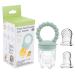 Baby Fruit Food Feeder Pacifier Teether for Babies 4 M+ Milk Frozen Set 2in1 Teether Toy Made of Soft Silicone Feeder for Infant Safely Self Feeding BPA-Free Grey-green