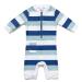 BONVERANO Baby Boy One Piece Long-Sleeved Clothing UV Protection 50+ Swimsuit with One Zip Striped Bag 18 Months