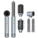 5in1 Ionic Coanda Blow Dryer - Aluminum Hot Air Styler - Multistyler Hair Styling Tools - 120 000RPM High Speed Auto Wrap Curling Wand Straightener Brush Volumizing Curlers Rotating Curler Silver