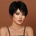 Creamily Pixie Cut Wig for Black Women Human Hair Short Wigs for Black Women Daily Wear Short Cut Wig With Bangs Natural Black C-Black