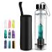 HINATAA Crystal Water Bottle Detachable Healing Natural Quartz Water Bottle 550ml (Emerald Green)