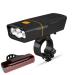 USB Rechargeable Bike Light Front, Super Bright 3 Led 3000 Lumens, Runtime 10hrs Waterproof Bicycle Headlight and Taillight, Free Bike Tail Light, Cycling Safety Flashlight