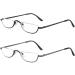 Buy Viseng 2 Pairs Half Frame Reading Glasses for Men & Women - Slim Half Moon Lens Metal Semi Rimless Eyewear +2.5 Diopters (Black & Grey - Buy Online on GoSupps.com