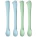 HOTUT Baby Cutlery Feeding Set 4pcs Baby Utensils Spoon Set Toddler Utensils Spoons Reusable Kids Spoons Easy Grip Bendable Perfect Self Feeding Spoon - Blue Green