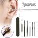 7Pcs Ear Wax Remover Set - Stainless Steel Ear Cleaner Spoon Spring Curette - Black Color - Buy Online on GoSupps.com