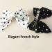 Large Hair Bow Clip Alligator Clips Big Bowknot French Barettes Ponytail Holder - Black White Polka-dots - Buy Online on GoSupps.com