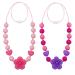 Teething Necklace for Baby Girl and Mom Sensory Chew Necklaces for Girls 2 Pack Silicone Rose Flower Chewy Necklace Sensory Teether for Kids Toddlers with Autism Anxiety ADHD - Pink & Purple