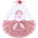 FYMNSI Boho Rainbow 1st Birthday Outfit Baby Girl Cake Smash Set - Dusty Pink 3pcs - Buy Online on GoSupps.com
