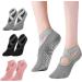 Aivoro 3 pairs yoga socks pilates socks yoga socks with crusaders yoga socks women 35-38/39-42 anti-slip socks women are suitable for yoga dance socks and fitness (black/gray/pink)