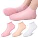 3 Pair Silicone Socks Silicone Gel Sock Silicone Moisturizing Sock Silicone Heel Sock Moisturising Sock Toe Sock for Repairing Dry Feet Cracked Heel and Softening Rough Skin White Nude Pink (XL)