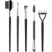 KINGMAS 5 Pieces Fine Eyeliner Brush  Angled Eyebrow Brush  Eyelash Separator and Lash Spoolie  Brow Comb Grooming Makeup Tool (B. 5 Pieces Set)