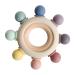 Baby Teething Toys - Silicone Rudder Toy with Wooden Ring - Soothe Teething Pain for Infant - BPA Free - Shower Gift for Boys and Girls (8 Directions  Gray) 8 Directions   Gray