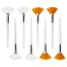 8 Pcs Fan Facial Brushes, Soft Mask Brushes Facial Applicator Brushes Tools for Glycolic Peel/Masques (White, Yellow)