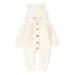 VICROAD Baby Hooded Knitted Rompers Newborn Girls Boys Onesies Warm Sweater Jumpsuit Outfits 3-6 Months Beige - Thick