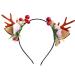 Flower Headband Flower Antlers Hairband Elk Deer Animal Horns Hair Band Hair Hoop Headwear Halloween Christmas Hair Accessories Photography Props for Women Girls