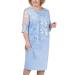 Womens Plus Size Sheath Dress with Floral Lace Top - Knee Length Work Casual Party Cocktail Dresses (L, Blue-1)