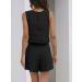 Automet Women's 2 Piece Linen Matching Set - Crop Top and Shorts | Trendy Summer Outfit 2023 | Black, Medium - Buy Online on GoSupps.com
