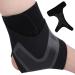 Keenso Compression Support Sleeve Left Foot Ankle Breathable Wrap for Outdoor Sports Climbing Riding Basketball Sports Protective Gear (Black Single XL)